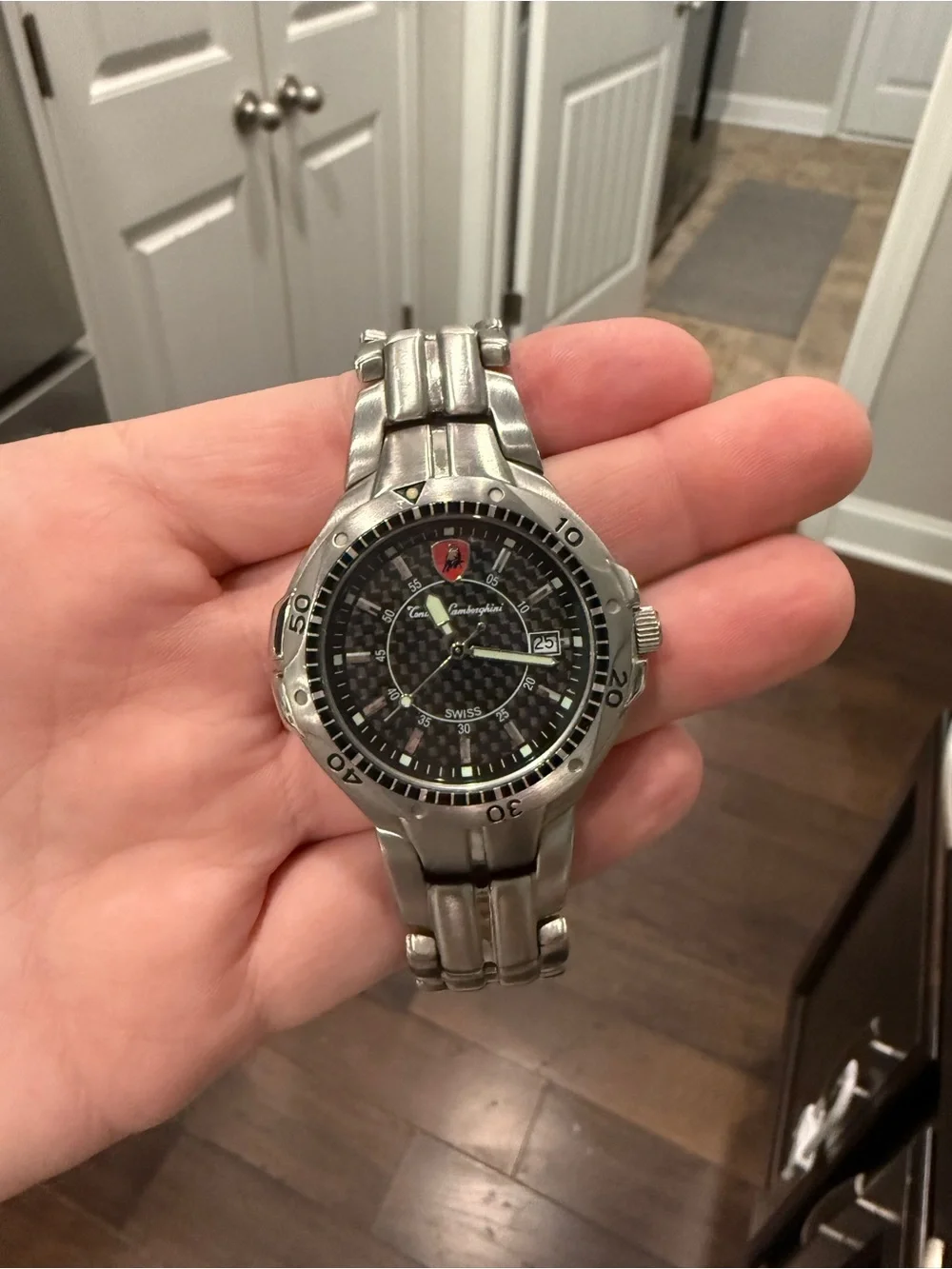 Lamborghini Stainless Steel Men's Watch - Black Dial